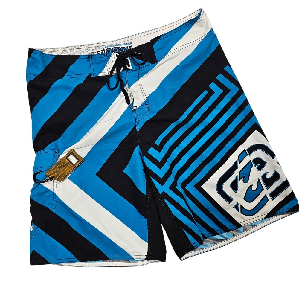 Billabong Boardshorts Mens 38 Blue Black Taj Burrow Geometric Stripe Surfer Y2K